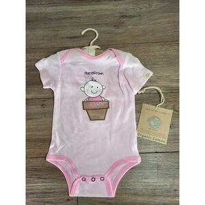 NWT Baby Girl Size 3-6 Months Pink Organic Cotton Body Suit Under the Canopy